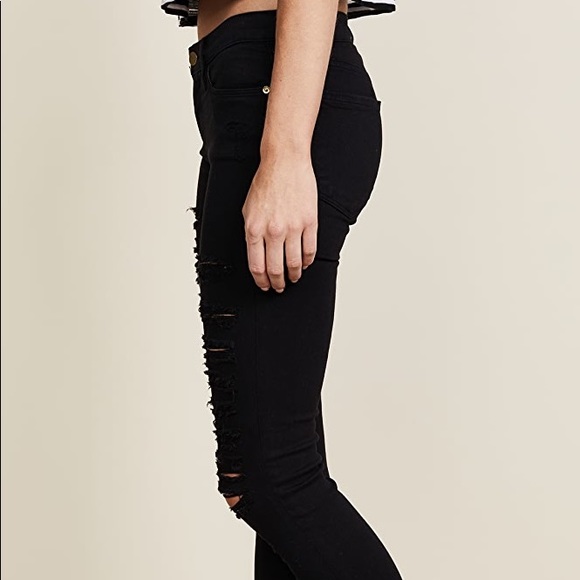 FRAME Le Color Rip Skinny Jeans in black - Picture 3 of 8